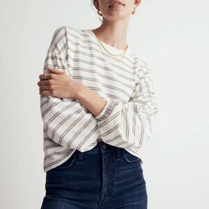 Madewell White and Black Striped Top